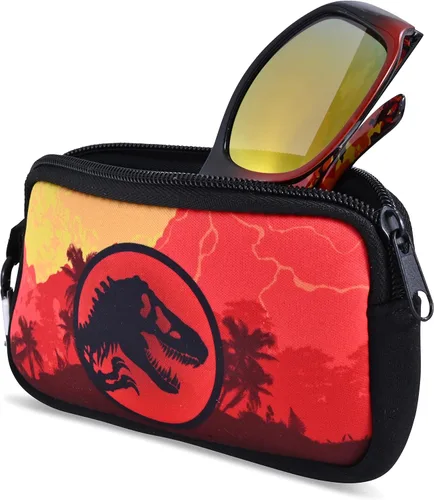 Vista 3 de Jurassic World Gafas de sol para niños con estuche para gafas para niños, gafas protectoras para niños Rojo