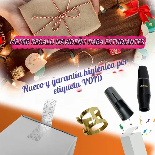 Vista 5 de Libretto Kit de boquilla de saxofón barítono: juego estándar con boquilla ABS 4C, tapa de plástico, ligadura lacada dorada, regalo, finamente