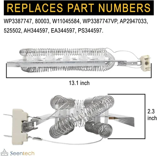 Vista 4 de Seentech 3387747 Elemento calefactor para secadora compatible con Kenmore Whirlpool Dryer - Reemplaza el número de pieza WP3387747 8527865 PS344597