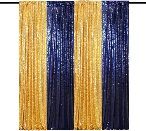 Vista 29 de Cortinas de Fondo de Lentejuelas Negras Cortinas Brillantes con Purpurina 2FTx8FT 2 Paneles para Decoraciones de Bodas Fiestas de Cumpleaños