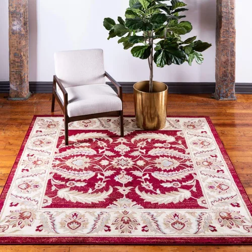 Vista 30 de Unique Loom - Colección Voyage - Alfombra redonda tradicional oriental, marrón, Polipropileno, Marrón/Azul Claro