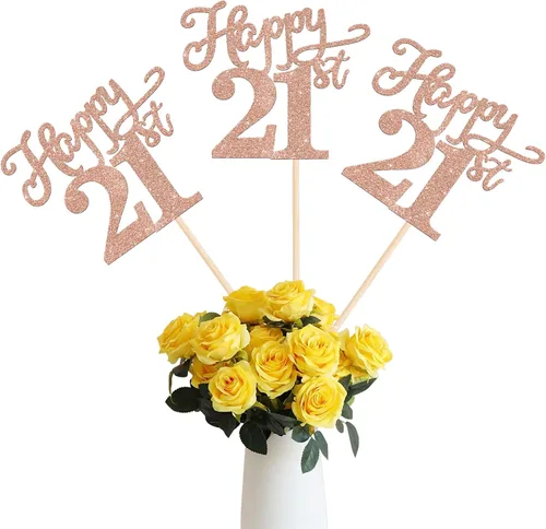 Vista 23 de Rsstarxi Paquete de 12 palitos de centro de mesa de cumpleaños número 50 para decoración de mesa de cumpleaños 50 para hombre, decoración de mesa