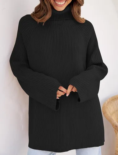 Vista 9 de ZESICA Women's 2023 Winter Sweaters Oversized Turtleneck Long Sleeve Chunky Knitted Tunic Pullover Tops