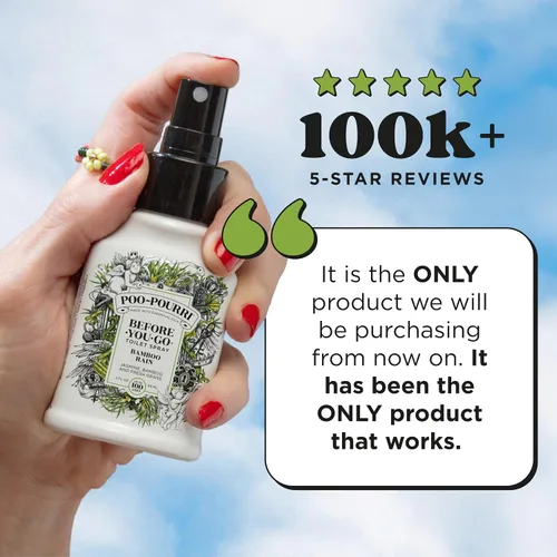 Vista 3 de Poo-Pourri Before-You-Go - Aerosol para inodoro, Bamboo Rain, 2 onzas líquidas, hasta 100 usos, desodorante para baño con aceites esenciales