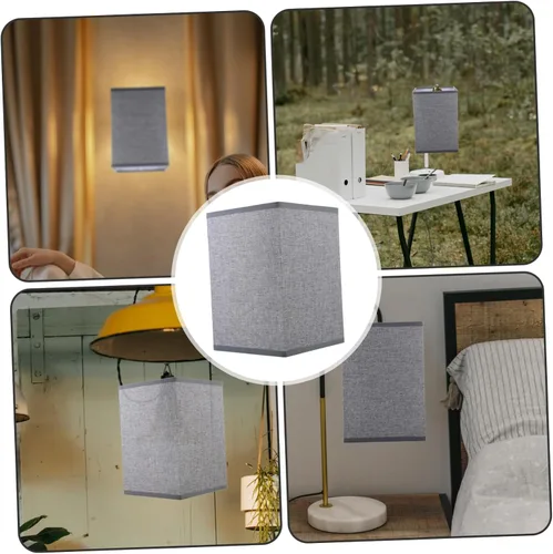 Vista 6 de Angoily Cubierta de pantalla de lino para lámpara de mesa y de pie, diseño rectangular extraíble, fácil instalación para decoración e iluminación