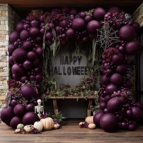 Vista 2 de Globos Burdeos Doble Relleno Morado Oscuro Ciruela Malva Guirnalda de Globos Granate Magenta Globos de Látex para Cumpleaños Despedida de Soltera