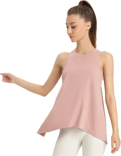 Vista 2 de Dream Slim - Camiseta de yoga sin mangas para mujer, linda y sexy, con espalda cruzada, holgada, para entrenamiento, deportes, camiseta sin mangas
