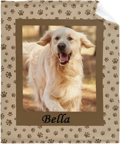 Vista 11 de Manta Personalizada de Huellas de Perro con Foto y Nombre para Amantes de Mascotas, Manta Suave de Franela de Vellón Regalo para Amantes de Perros
