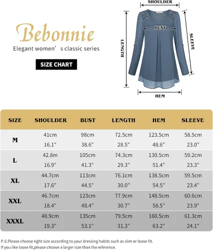 Vista 7 de Bebonnie Blusas de encaje de gasa con cuello en V y manga 34 enrollables para mujer
