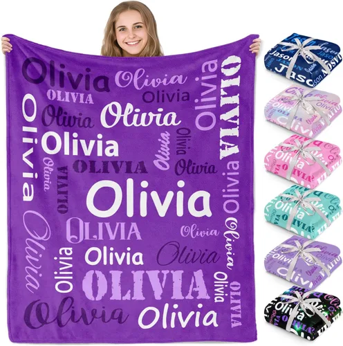 Vista 14 de Gudina Mantas y mantas personalizadas con nombre personalizado con nombre, manta de franela personalizada, regalos para niños, niñas, niños y bebés