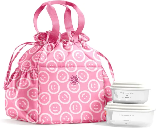 Vista 11 de Fit & Fresh Cromwell Bolsa de Almuerzo con Cordón para Mujeres, Juego Completo de Almuerzo con 2 Contenedores, Resistente a las Manchas, Resistente