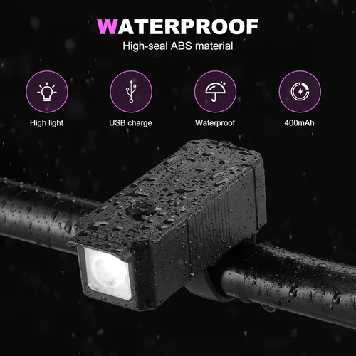 Vista 4 de Qisan USB Rechargeable Bike Headlight, Waterproof Front Cycling Light with 3 Modes for Road & Mountain Biking, Night Riding Safety Light for