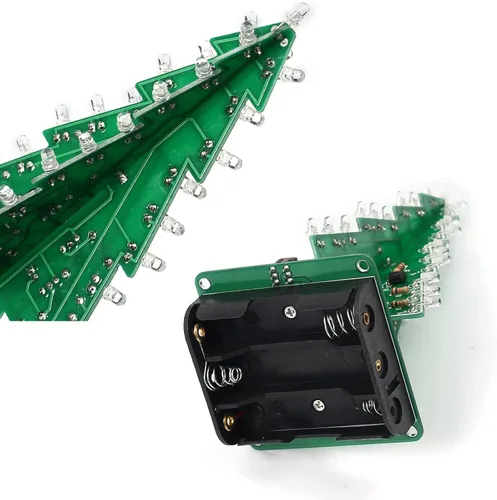 Vista 4 de Adeept Colorido árbol de Navidad 3D LED DIY Kits, 7 colores flash RGB circuito LED electrónico montar kits divertidos, proyecto STEM placa PCB