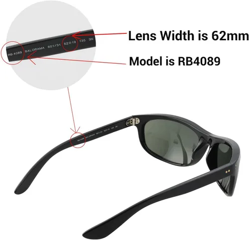 Vista 4 de Walleva Lentes de repuesto para gafas de sol Ray-Ban RB4089 Balorama de 2.441 in - Múltiples opciones disponibles