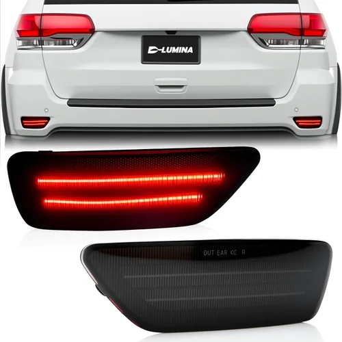 Vista 8 de Reflectores de parachoques trasero Lente roja clara LED para Jeep Grand Cherokee 2011-2021 Fit Jeep Compass 2011-2017, Jeep Patriot 2013-2017