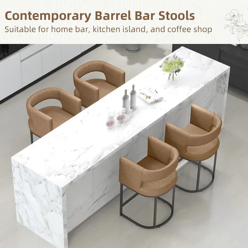 Vista 6 de ABET 26" Linen Counter Height Bar Stools Set of 1 for Kitchen Island, Brown