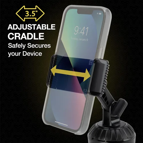 Vista 3 de Scosche UHCUP2M-SP1 - Soporte universal para teléfono con brazos ajustables y base ajustable, se expande para adaptarse al portavasos, rotación