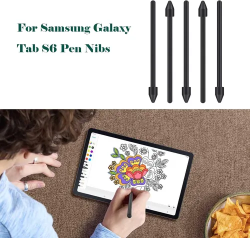 Vista 2 de Paquete de 5 puntas de bolígrafo S6 S para Samsung Galaxy Tab S6, piezas de repuesto con pinzas (negro)