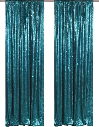 Vista 43 de PartyDelight Cortinas de fondo de lentejuelas color azul bebé, 2 paneles de 2 x 8 pies, alta densidad de 0.118 in, fondo de lentejuelas brillantes