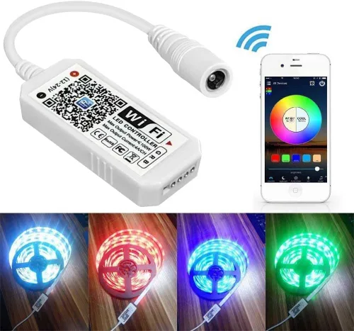 Vista 5 de Paquete de 3 controladores LED WiFi inteligentes, tira de luces LED RGB con control inalámbrico, compatible con Alexa y Google Home e IFTTT, control