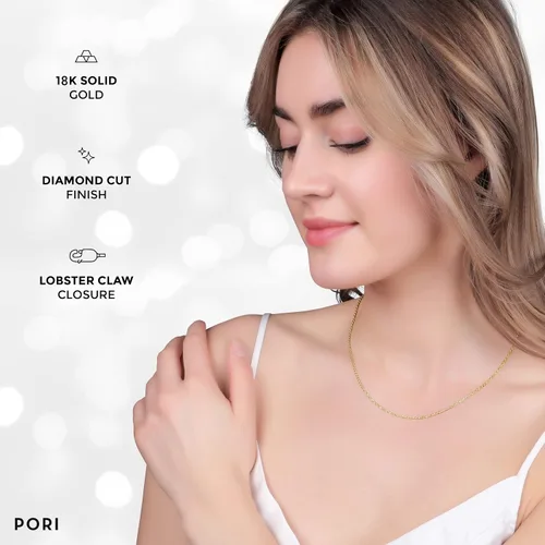 Vista 5 de PORI JEWELERS 18K Yellow Gold 1.5MM, 1.8MM, 2MM, 2.5MM, 3MM, 4MM, or 5MM Diamond Cut Rope Chain Necklace Unisex Sizes 16"-30