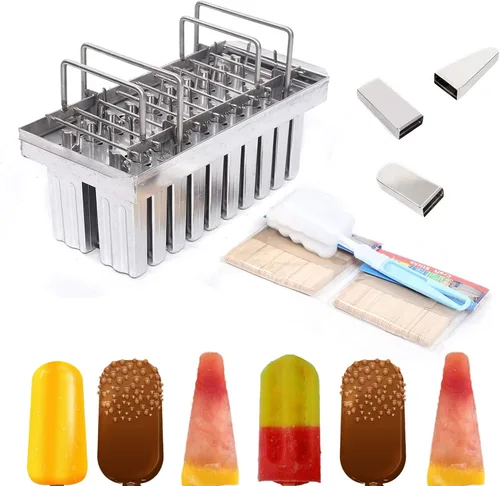 Vista 9 de 20 moldes de acero inoxidable para helados, molde comercial para hacer estallidos, molde de helado