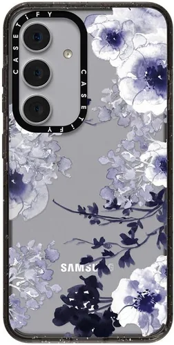 Vista 211 de CASETiFY Funda de impacto para Galaxy S22+ - Adhesivo Aries Moross, color negro transparente