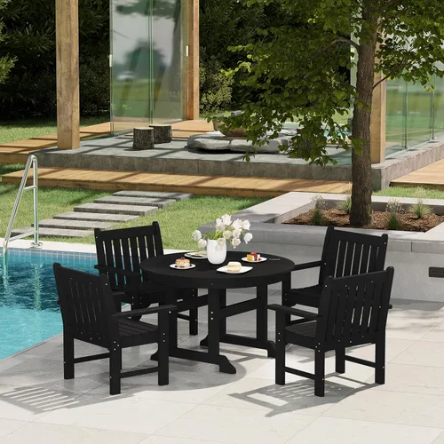 Vista 3 de WestinTrends Malibu Outdoor Patio HDPE Adirondack Silla de comedor para patio, color negro