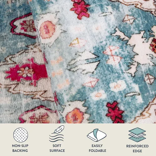 Vista 7 de Lahome Tapete tribal bohemio, pequeño, suave, lavable, antideslizante, no desprende pelo, para baño, cocina, dormitorio, puerta delantera, sala