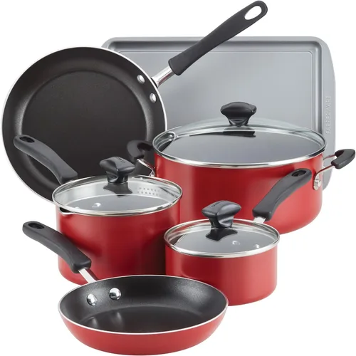 Vista 21 de Farberware Cookstart DiamondMax - Juego de utensilios de cocina, ollas y sartenes antiadherentes, aptos para lavavajillas, incluye bandeja