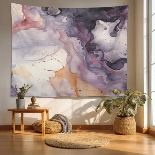 Vista 44 de Batmerry Peaceful Retreat Beautiful Landscape Polyester Tapestry, Blooming Garden Setting Lightweight Wall Hanging High-Definition Print Backdrop