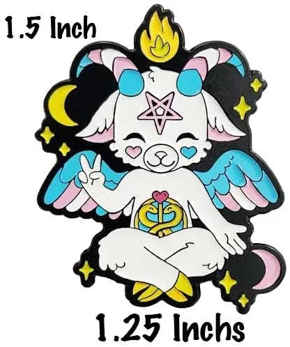 Vista 2 de Bandera oculta del orgullo transgénero adorable baphomet - Esmalte suave de 15 pulgadas de esmalte negro Esmalte Sin gemas