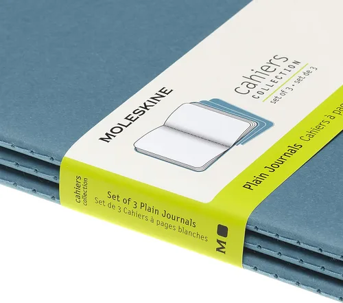 Vista 6 de Moleskine Cahier - Cuaderno de tapa suave, tamaño L (5 x 8.25 pulgadas), hojas en blanco, tapa azul (azul brisk), 80 páginas (juego de 3)