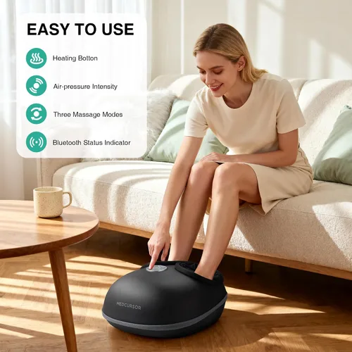 Vista 9 de Medcursor Masajeador de pies con calor - Máquina de amasado profundo Shiatsu mejorada 2026, intensidad de compresión de aire múltiple, control