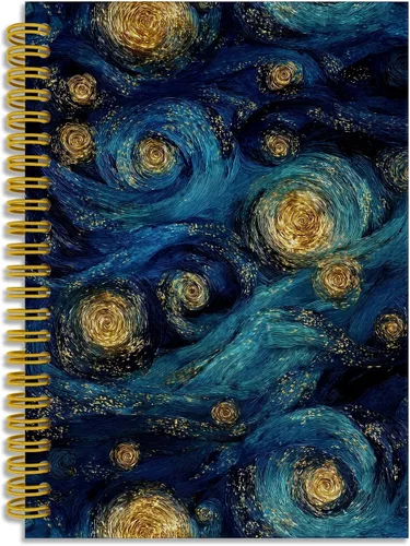 Vista 22 de Dark Witchy Moon Stars Notebook Journal, Celestial Astrology Witchy Gifts for Women Journal, Crescent Moon Face Starry Forest Spiral Notebook
