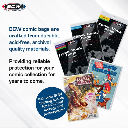 Vista 3 de BCW: Bolsas de cómic resellables, corriente, gruesas (100)