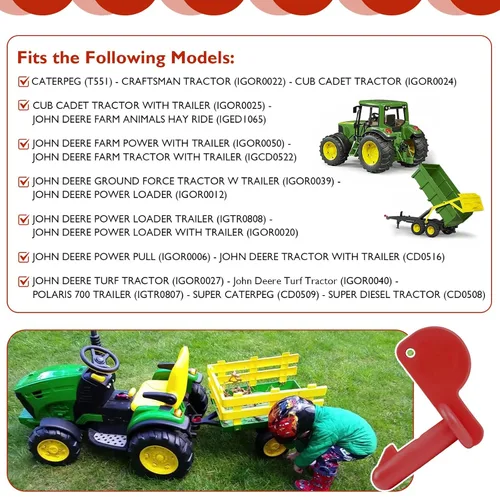 Vista 4 de Pasador de enganche de remolque compatible con clavija Perego John Deere Farm Power Pull Tractor Loader, repuesto de pasador de enganche