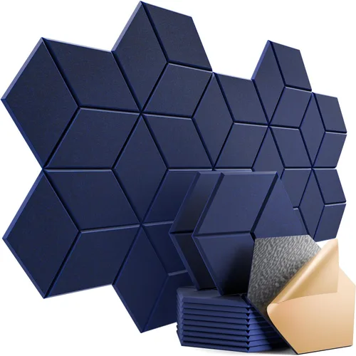 Vista 80 de Paquete de 12 paneles acústicos autoadhesivos de 12 x 10 x 0.4 pulgadas, paneles de espuma a prueba de sonido con alta densidad, elegante diseño