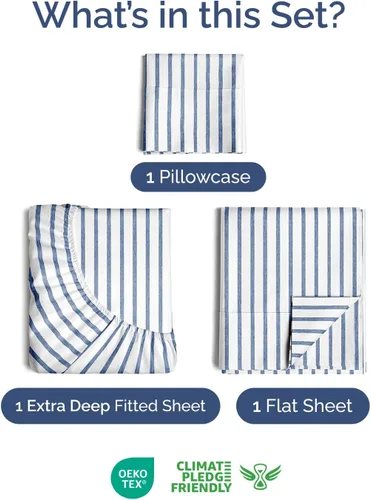 Vista 484 de Extra Deep Twin XL Sheet Set - 3 Piece College Dorm Room - White 01-Blanco