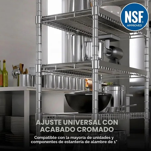Vista 3 de Postes de estantería de alambre cromado de acero inoxidable – Juego de 4 postes (14 pulgadas) – Resistentes, grado comercial para estantes