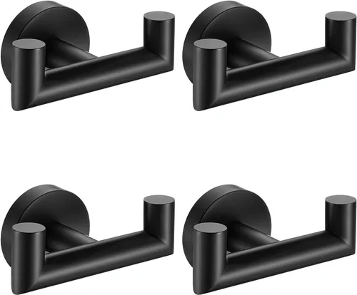 Vista 13 de Ganchos para toallas para baños, gancho de toallas de oro cepillado para cocina y baño, gancho de acero inoxidable SUS304, ganchos dobles