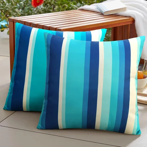 Vista 9 de Pyonic Juego de 2 fundas de cojín para exteriores de 16 x 16 pulgadas, impermeables, modernas, modernas, para decoración del hogar para patio, sofá