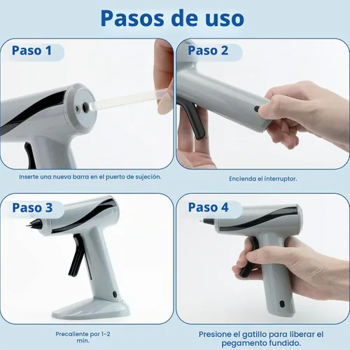 Vista 4 de Krightlink Pistola de pegamento caliente inalámbrica, kit de pistola de pegamento caliente recargable de precalentamiento rápido con 30 barras