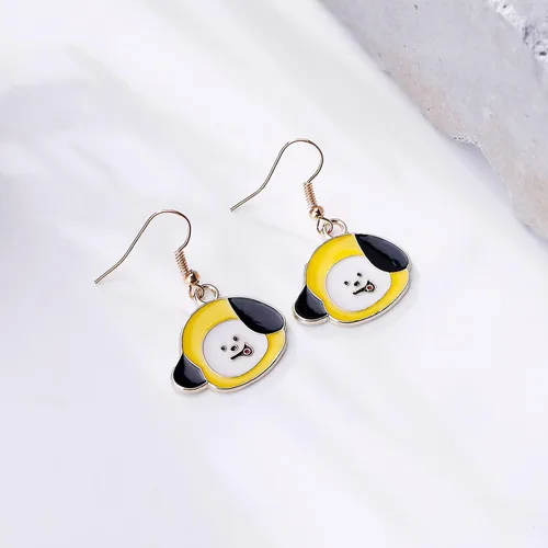 Vista 3 de Bangtan - Aretes para niños Chimmy TATA Cooky de dibujos animados regalos para fanáticos y niñas Resina multicolorfantasía