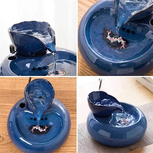 Vista 6 de REAGAR Fuente de agua de cerámica para gatos, dispensador automático de bebidas para mascotas, súper silencioso, para gatos, gatitos, perros, Negro