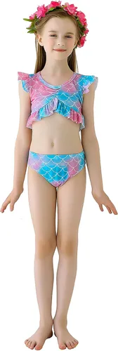 Vista 3 de Wfundeals Conjunto de bikini de princesa para nadar con monoaleta para traje de baño cosplay cola de sirena