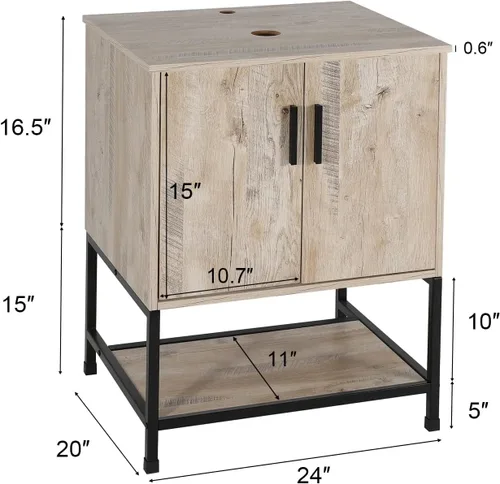 Vista 2 de eclife Lavabo de tocador de baño de 24 pulgadas, gabinete de metal moderno con estante inferior, fregadero azul para barco y grifo de ahorro de agua