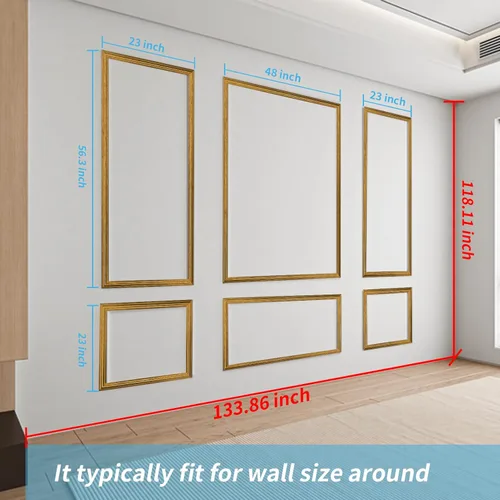 Vista 4 de Art3d - Juego de 6 molduras precortadas para pared, paneles de revestimiento para montar, para interior, sala de estar, dormitorio, se instalan