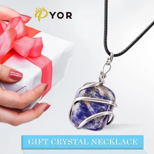 Vista 46 de PYOR Collar con colgante curativo de Reiki de cristal, gemas de buena suerte, prosperidad, riqueza, piedras preciosas naturales, collares de buena