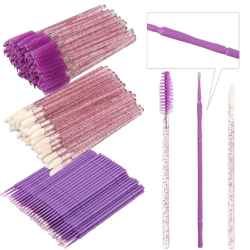 Vista 26 de Kit de suministros para extensión de pestañas de 300 piezas, cepillos desechables para pestañas, micro hisopos, varitas para máscara, cepillos